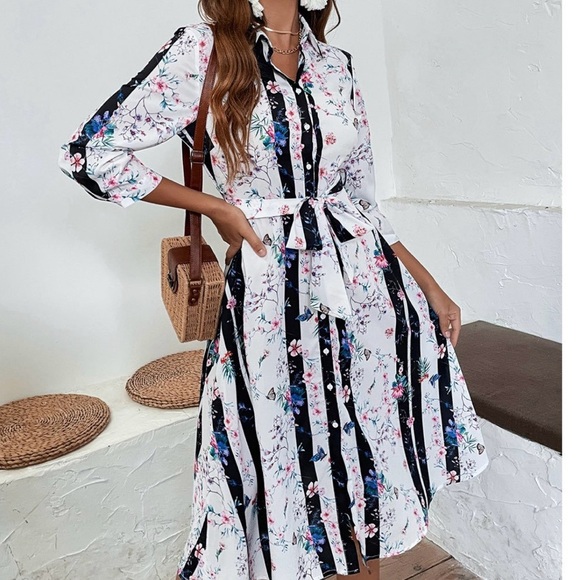 SHEIN Striped and Floral Print Dress - Picture 3 of 10